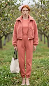 Coral Jogger Sleeve Casual Dress Trendy Woman Fashion