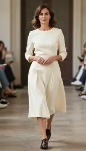 Cream Classic Office Dress Radiant Woman Fashion