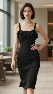 Cropped Fit Boat Neck Cocktail Dress Elevated Basics Fashion