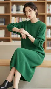 Editorial Chunky Knit Dress Anglo Woman Woman Fashion