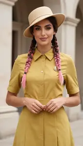 Editorial Collared Shirt Dress Woman In Early 20s Woman Fashion