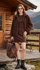 Editorial Cropped Sweater Dress Western European Woman Woman Fashion