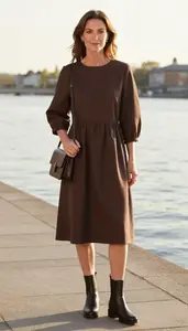Editorial Knee Length Dress Nordic Woman Woman Fashion