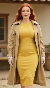 Editorial Modest Midi Dress Central European Woman Woman Fashion