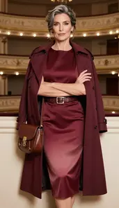 Editorial Ombre Satin Dress Southern European Woman Woman Fashion