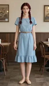 Editorial Ruffle Hem Casual Dress Central European Woman Woman Fashion