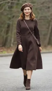 Editorial Warm Winter Dress European Woman Woman Fashion