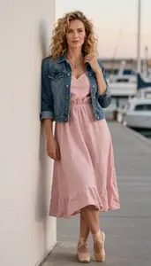 Elevated Womenswear Blush Pink Muslin Dress