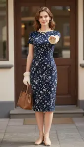 Fabulous Beautiful Woman Woman In Floral Tea Length Dress