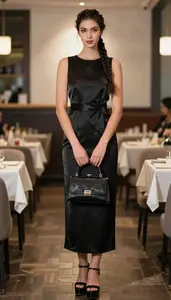 Fabulous Central European Woman Woman In Silk Mikado Gown