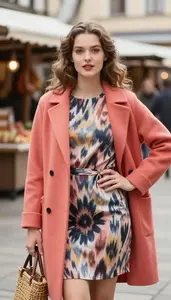 Fabulous Nordic Woman Woman In Ikat Print Dress