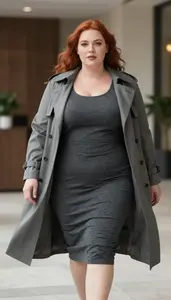 Fashion Forward Charcoal Form Fitting Cocktail Dress Stock Photo