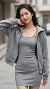 Fashion Forward Grey Athletic Dress Stock Photo