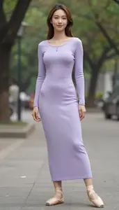 Fashion Forward Lavender Gypsy Style Dress Stock Photo