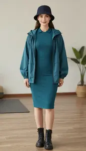 Fashion Forward Teal Golf Dress Stock Photo