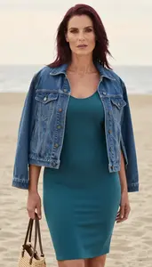 Fashion Forward Teal Voile Dress Stock Photo