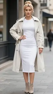Fashion Forward White Oversized Casual Dress Stock Photo