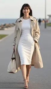Fashion Forward White Fitted Midi Dress Stock Photo