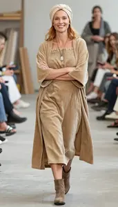 Feminine Luxury Camel Corduroy Dress