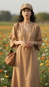 Floor Length Maxi Dress Stock Photo Camel Fashion