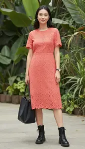 Germanic Woman Woman Editorial Styling Eyelet Dress