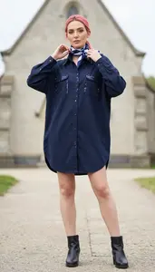 Graceful Woman In Pocket Shirt Dress Stock Photo