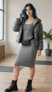 Grey Fitness Dress Trendy Woman Fashion
