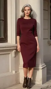 High End Style Burgundy Retro Dress