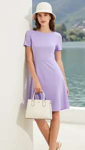 Lavender Swing Tea Length Dress Trendy Woman Fashion
