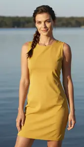 Lightweight Summer Dress Stock Photo Mustard Yellow Fashion