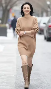 A Line Silhouette Knit Sweater Dress Classic Luxury Fashion