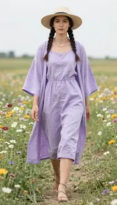 Linen Dress Stock Photo Lavender Fashion