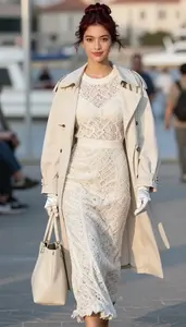 Lookbook Style Lace Maxi Dress Young Woman In 20s Modern Woman