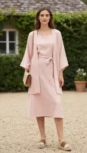 Lookbook Style Linen Dress Woman In Early 20s Fashionable Woman