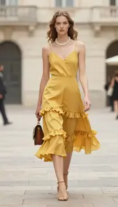 Lookbook Style Ruffled Hem Dress Young Professional Chic Woman