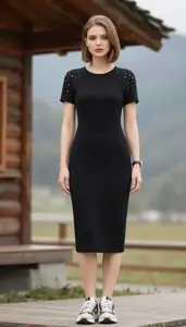 Lookbook Style Wool Dress Woman In Early 30s Well Dressed Woman