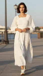 Loose Fit Drawstring Maxi Dress Relaxed Sophistication