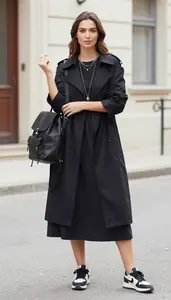 Monochrome Styling Poplin Dress Fashion Stock Photo