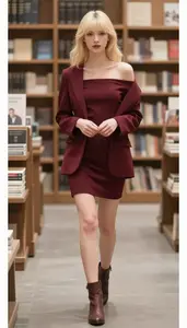 Pale Skinned Woman Woman Intentional Styling Covered Shoulder Dress