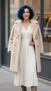 Pleated Maxi Dress Stock Photo Cream Fashion