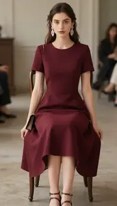 Poised Woman In A Line Silhouette Formal Dress Stock Photo