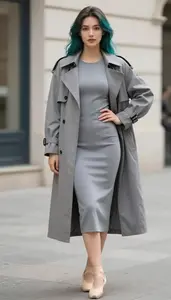 Polished Western European Woman Woman In Color Block Midi