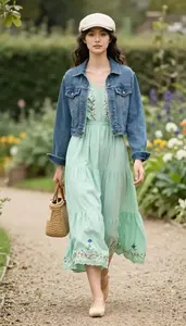 Power Dressing Boho Maxi Dress Fashion Stock Photo