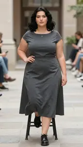 Refined Germanic Woman Woman In Boat Neck Dress