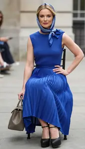 Royal Blue Silk Jacquard Gown Stylish Woman Fashion