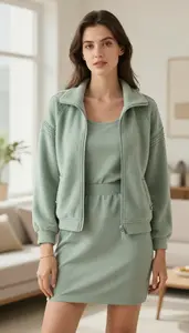Sage Green Jogger Sleeve Casual Dress Radiant Woman Fashion