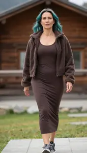 Sophisticated Woman In Stretchy Athletic Dress Stock Photo