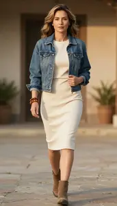 Straight Cut Dress Stock Photo Cream Fashion