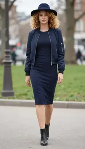 Stylish Woman In A Line Casual Dress Stock Photo
