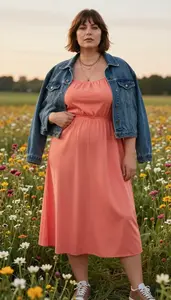 Timeless Woman In Cap Sleeve Summer Dress Stock Photo